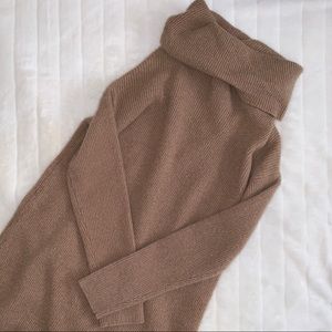 Tan Turtleneck Sweater Dress